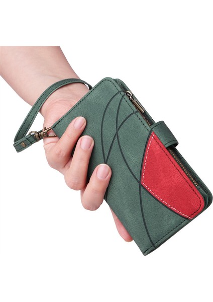 Durumda Motorola E20/E30/E40 Dokuz Kart Yuvalı Zip Cüzdan Suni Deri Manyetik Kapatma Telefon Kılıfı (Yurt Dışından) fiyatları