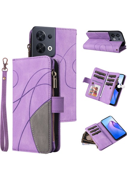Durumda Oppo Reno 8 5g Dokuz Kart Yuvalı Zip Cüzdan Suni Deri Manyetik Kapatma Telefon Kılıfı (Yurt Dışından)