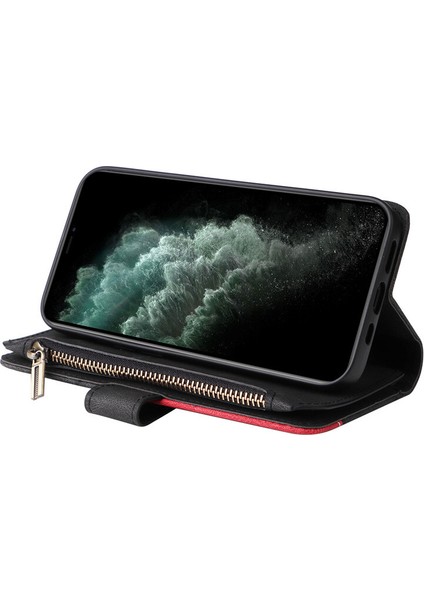 Durumda iPhone 11 Pro Dokuz Kart Yuvalı Zip Cüzdan Suni Deri Manyetik Kapatma Telefon Kılıfı (Yurt Dışından)