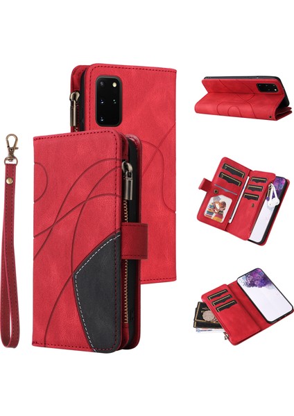 Durumda Samsung Galaxy S20 Plus Dokuz Kart Yuvalı Zip Cüzdan Suni Deri Manyetik Kapatma Telefon Kılıfı (Yurt Dışından)