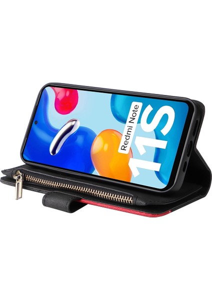 Durumda Xiaomi Redmi Note 11S Dokuz Kart Yuvalı Zip Cüzdan Suni Deri Manyetik Kapatma Telefon Kılıfı (Yurt Dışından) indirimleri