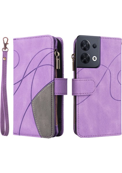 Durumda Oppo Reno 8 5g Dokuz Kart Yuvalı Zip Cüzdan Suni Deri Manyetik Kapatma Telefon Kılıfı (Yurt Dışından)