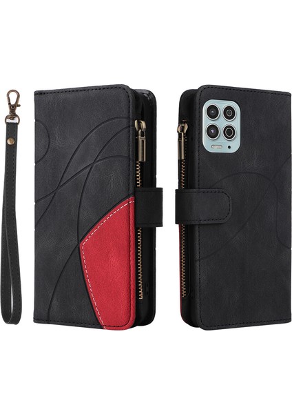 Durumda Motorola Edge S/G100 Dokuz Kart Yuvalı Zip Cüzdan Suni Deri Manyetik Kapatma Telefon Kılıfı (Yurt Dışından)