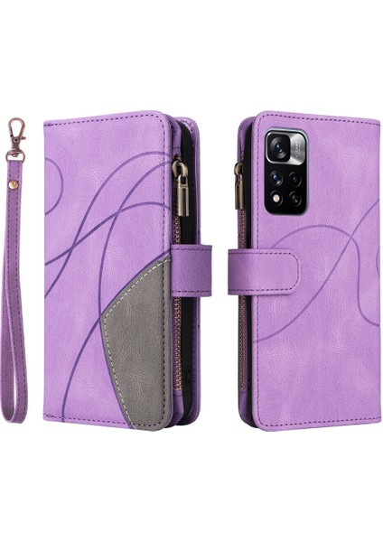 Durumda Xiaomi Redmi Note 11T 5g Dokuz Kart Yuvalı Zip Cüzdan Suni Deri Manyetik Kapatma Telefon Kılıfı (Yurt Dışından) modelleri
