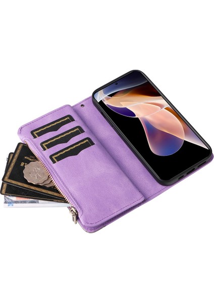 Durumda Xiaomi Redmi Note 11T 5g Dokuz Kart Yuvalı Zip Cüzdan Suni Deri Manyetik Kapatma Telefon Kılıfı (Yurt Dışından) fırsatları