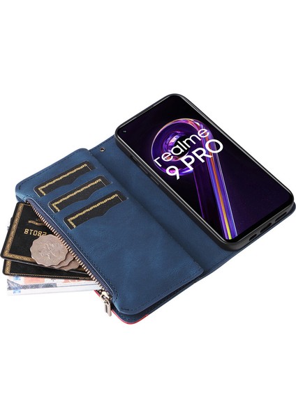Durumda Oppo Realme 9 Pro 5g Dokuz Kart Yuvalı Zip Cüzdan Suni Deri Manyetik Kapatma Telefon Kılıfı (Yurt Dışından) fırsatları