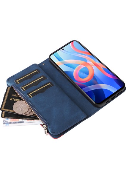 Durumda Xiaomi Poco M4 Pro 5g Dokuz Kart Yuvalı Zip Cüzdan Suni Deri Manyetik Kapatma Telefon Kılıfı (Yurt Dışından) fırsatları