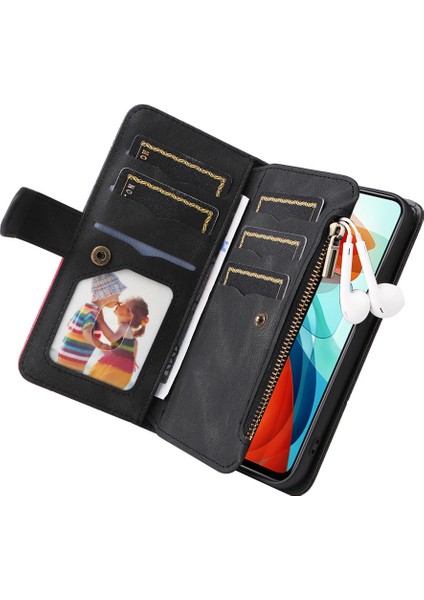 Durumda Xiaomi Poco X3 Gt 5g Dokuz Kart Yuvalı Zip Cüzdan Suni Deri Manyetik Kapatma Telefon Kılıfı (Yurt Dışından)