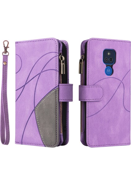 Durumda Motorola G Play 2021 Dokuz Kart Yuvalı Zip Cüzdan Suni Deri Manyetik Kapatma Telefon Kılıfı (Yurt Dışından) modelleri