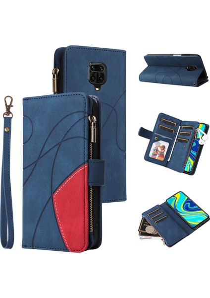 Durumda Xiaomi Redmi Note 9 Pro/9s Dokuz Kart Yuvalı Zip Cüzdan Suni Deri Manyetik Kapatma Telefon Kılıfı (Yurt Dışından)