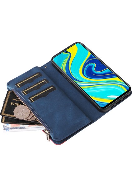 Durumda Xiaomi Redmi Note 9 Pro/9s Dokuz Kart Yuvalı Zip Cüzdan Suni Deri Manyetik Kapatma Telefon Kılıfı (Yurt Dışından) fırsatları