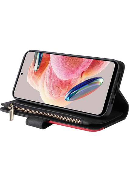 Durumda Xiaomi Redmi Note 12 4g Dokuz Kart Yuvalı Zip Cüzdan Suni Deri Manyetik Kapatma Telefon Kılıfı (Yurt Dışından)