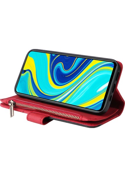 Durumda Xiaomi Redmi Note 9 Pro/9s Dokuz Kart Yuvalı Zip Cüzdan Suni Deri Manyetik Kapatma Telefon Kılıfı (Yurt Dışından) indirimleri