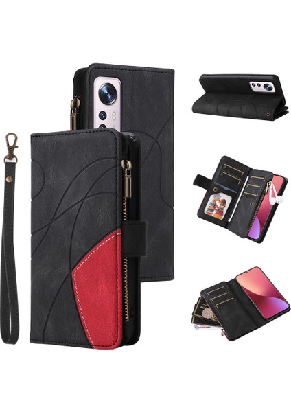 Durumda Xiaomi Mi 12 5g Dokuz Kart Yuvalı Zip Cüzdan Suni Deri Manyetik Kapatma Telefon Kılıfı (Yurt Dışından)