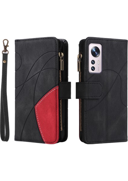 Durumda Xiaomi Mi 12 5g Dokuz Kart Yuvalı Zip Cüzdan Suni Deri Manyetik Kapatma Telefon Kılıfı (Yurt Dışından)