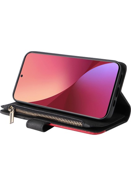 Durumda Xiaomi Mi 12 5g Dokuz Kart Yuvalı Zip Cüzdan Suni Deri Manyetik Kapatma Telefon Kılıfı (Yurt Dışından)