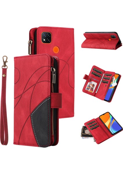 Durumda Xiaomi Redmi 9c Dokuz Kart Yuvalı Zip Cüzdan Suni Deri Manyetik Kapatma Telefon Kılıfı (Yurt Dışından)