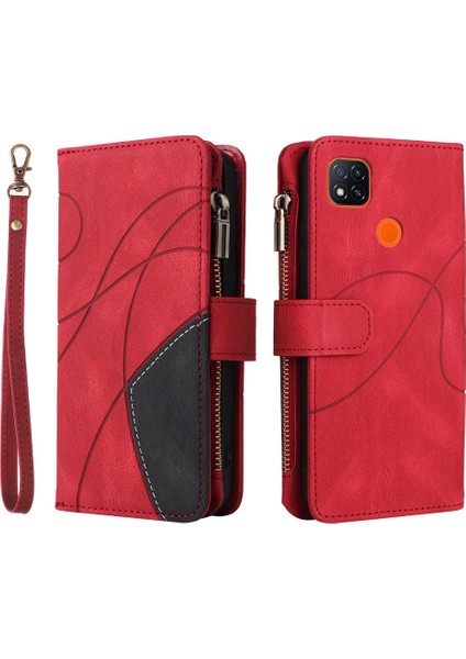Durumda Xiaomi Redmi 9c Dokuz Kart Yuvalı Zip Cüzdan Suni Deri Manyetik Kapatma Telefon Kılıfı (Yurt Dışından)