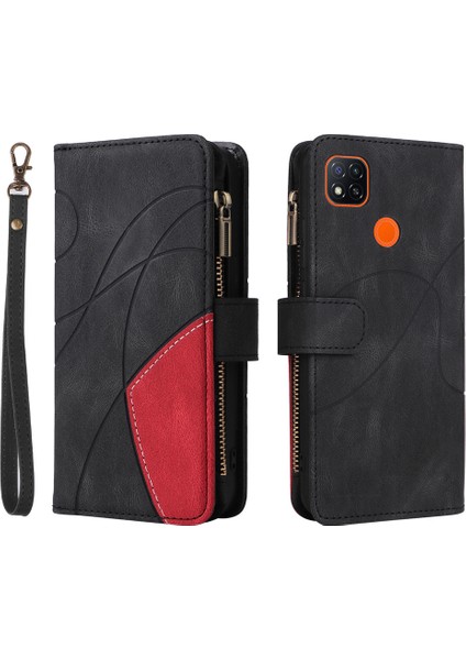 Durumda Xiaomi Redmi 9c Dokuz Kart Yuvalı Zip Cüzdan Suni Deri Manyetik Kapatma Telefon Kılıfı (Yurt Dışından)