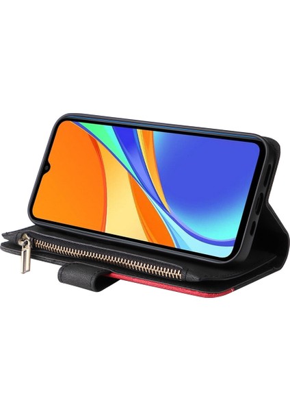 Durumda Xiaomi Redmi 9c Dokuz Kart Yuvalı Zip Cüzdan Suni Deri Manyetik Kapatma Telefon Kılıfı (Yurt Dışından)