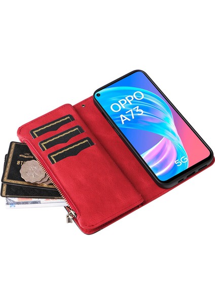 Durumda Oppo Reno 4z Dokuz Kart Yuvalı Zip Cüzdan Suni Deri Manyetik Kapatma Telefon Kılıfı (Yurt Dışından)