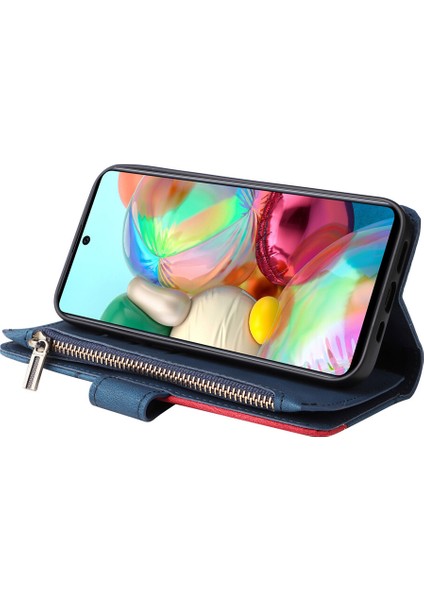 Durumda Samsung Galaxy A71 4g Dokuz Kart Yuvalı Zip Cüzdan Suni Deri Manyetik Kapatma Telefon Kılıfı (Yurt Dışından)