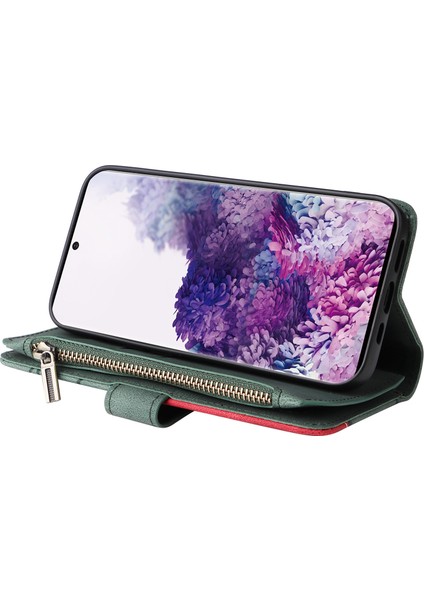 Durumda Samsung Galaxy S20 Dokuz Kart Yuvalı Zip Cüzdan Suni Deri Manyetik Kapatma Telefon Kılıfı (Yurt Dışından)