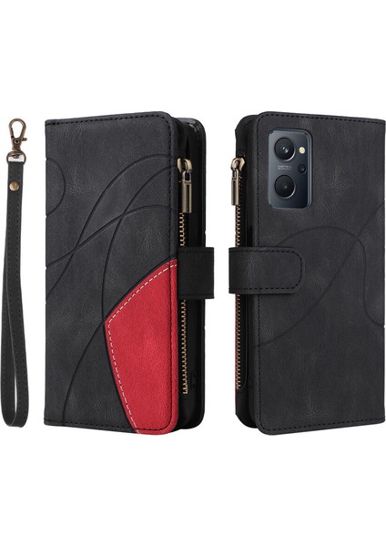 Durumda Oppo Realme 9i Dokuz Kart Yuvalı Zip Cüzdan Suni Deri Manyetik Kapatma Telefon Kılıfı (Yurt Dışından) modelleri