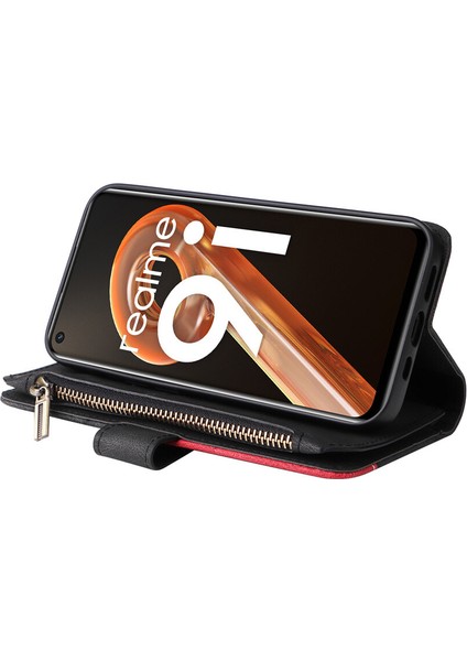 Durumda Oppo Realme 9i Dokuz Kart Yuvalı Zip Cüzdan Suni Deri Manyetik Kapatma Telefon Kılıfı (Yurt Dışından) indirimleri