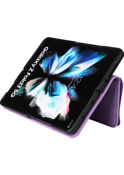 Durumda Samsung Galaxy Z Fold 4 Dokuz Kart Yuvalı Zip Cüzdan Suni Deri Manyetik Kapatma Telefon Kılıfı (Yurt Dışından)