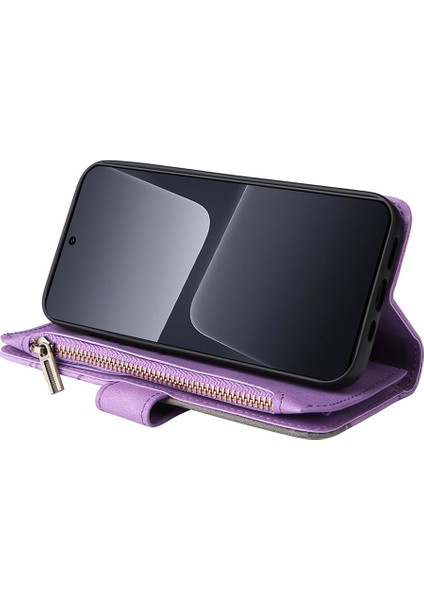 Durumda Xiaomi Mi 13 Dokuz Kart Yuvalı Zip Cüzdan Suni Deri Manyetik Kapatma Telefon Kılıfı (Yurt Dışından)