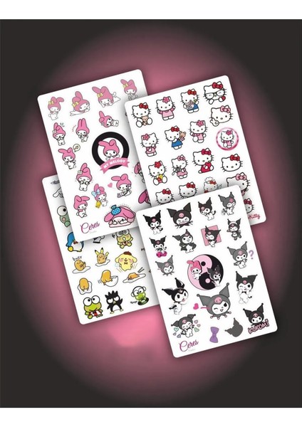 Kuromi Hello Kitty Keroppi My Melody 4 Sayfa 77 Etiket Planlayıcı Telefon Sticker Seti