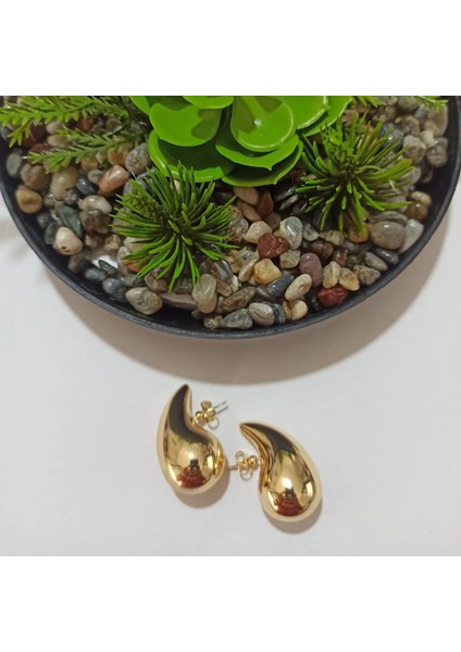 Gold Bottega Damla Küpe