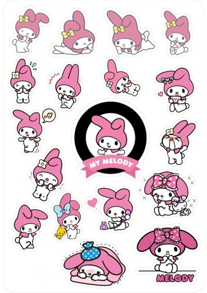 Kuromi Hello Kitty Keroppi My Melody 4 Sayfa 77 Etiket Planlayıcı Telefon Sticker Seti