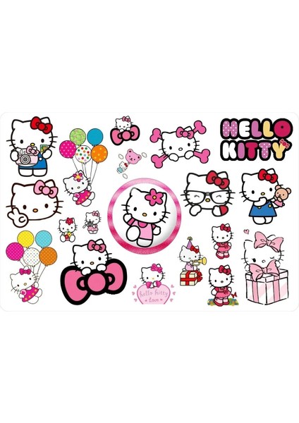 Hello Kitty Sanrio Sticker 2cm ile 5cm Arası 2 Sayfa 38 Adet Etiket