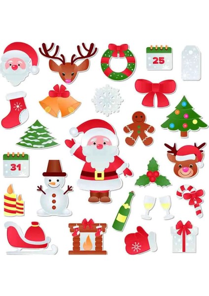 Yeni Yıl Merry Christmas Figürleri Cam Duvar Kapı Sticker Setleri - Yılbaşı Seti modelleri