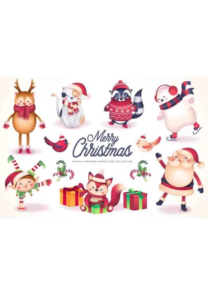Yeni Yıl Merry Christmas Figürleri Cam Duvar Kapı Sticker Setleri - Yılbaşı Seti fiyatları