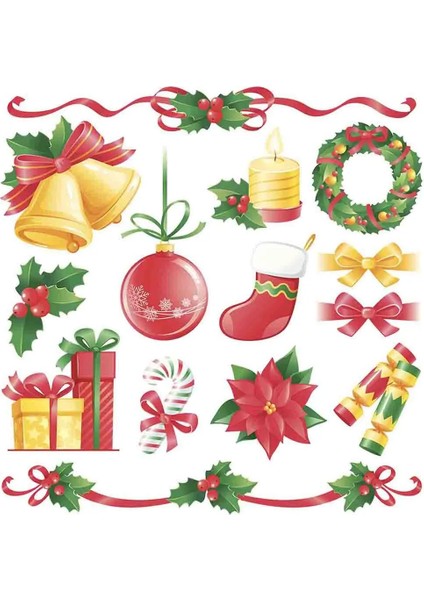 Yeni Yıl Merry Christmas Figürleri Cam Duvar Kapı Sticker Setleri - Yılbaşı Seti fiyatları