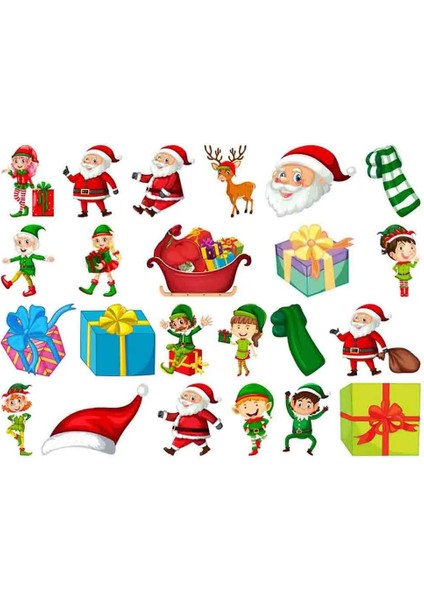 Yeni Yıl Merry Christmas Figürleri Cam Duvar Kapı Sticker Setleri - Yılbaşı Seti fiyatları