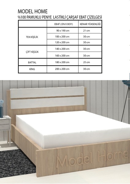 Ranforce Akfil Beyaz Lastikli Çarşaf 2 Adet Yastık Kılıflı Battal Boy Çarşaf Seti 180x200