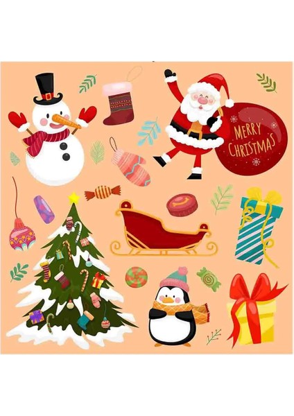 Yeni Yıl Merry Christmas Figürleri Cam Duvar Kapı Sticker Setleri - Yılbaşı Seti fiyatları