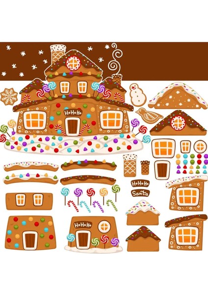 Yeni Yıl Merry Christmas Özel Kesimli Cam Duvar Kapı Sticker Setleri - Yılbaşı Seti