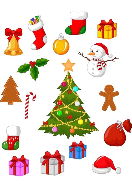 Yeni Yıl Merry Christmas Özel Kesimli Cam Duvar Kapı Sticker Setleri - Yılbaşı Seti fiyatları