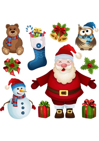 Yeni Yıl Merry Christmas Özel Kesimli Cam Duvar Kapı Sticker Setleri - Yılbaşı Seti fiyatları