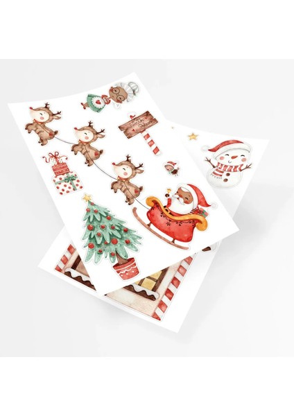 Noel Baba ve Geyikler Yılbaşı Figürleri Cam Duvar Kapı Sticker fırsatları