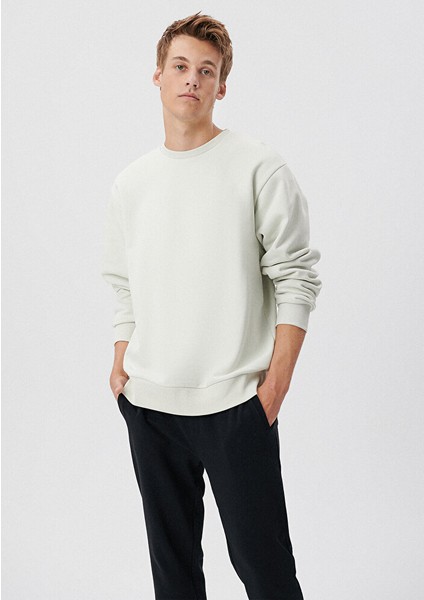 Bisiklet Yaka Gri Sweatshirt