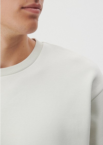 Bisiklet Yaka Gri Sweatshirt