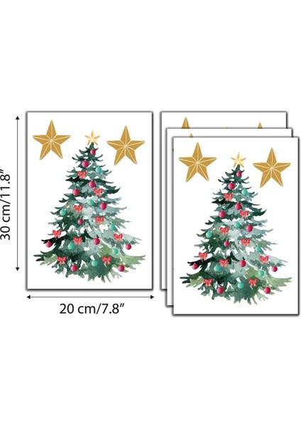 Yeni Yıl Süslü Yılbaşı Ağacı Cam Duvar Sticker Seti - Yılbaşı Seti fiyatları