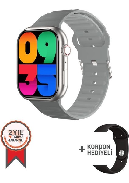 Kalobee Gw9 Max Amoled Ekranlı Bt Çağrı Destekli Gri + Siyah Kordonlu Akıllı Saat Gümüş