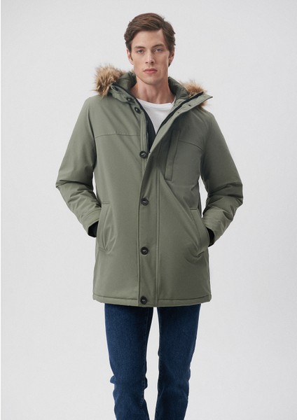 Kapüşonlu Yeşil Parka 010463-85485